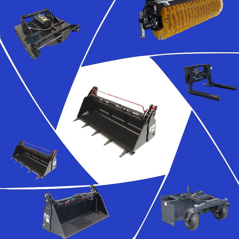 スキッドステア用アングルほうきアタッチメント: 造園に最適